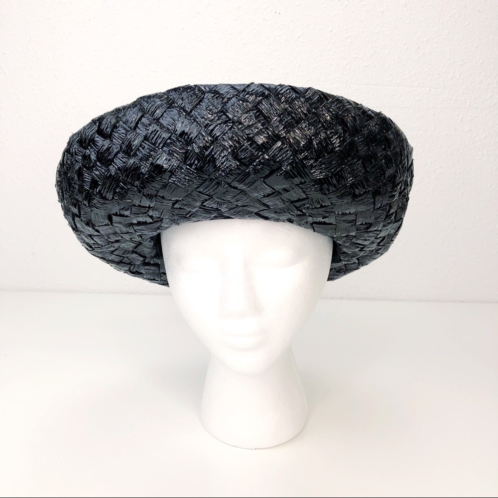 Vintage Women’s Round Black Woven Hat By Michelle